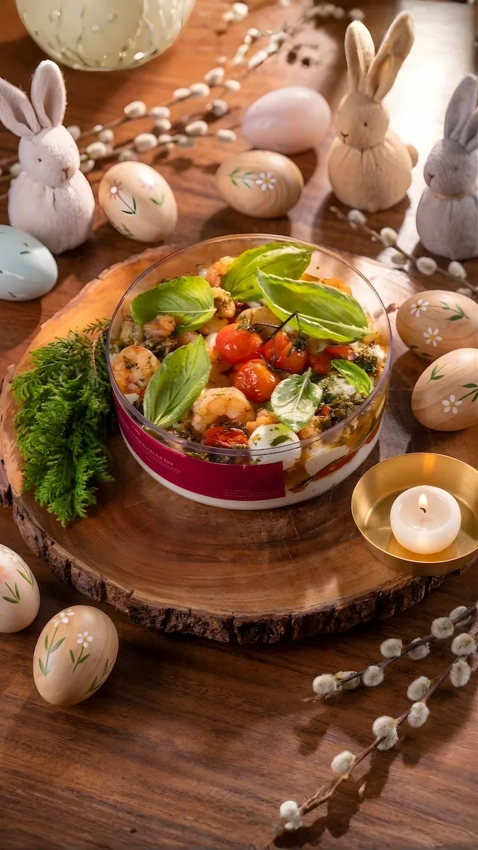 CAPRESE COM CAMARÃO - 1,2 KG - SERVE ATÉ 10 PESSOAS