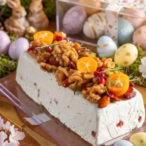TERRINE DE GORGONZOLA COM CARAMELO DE NUTS - SERVE ATÉ 10 PESSOAS