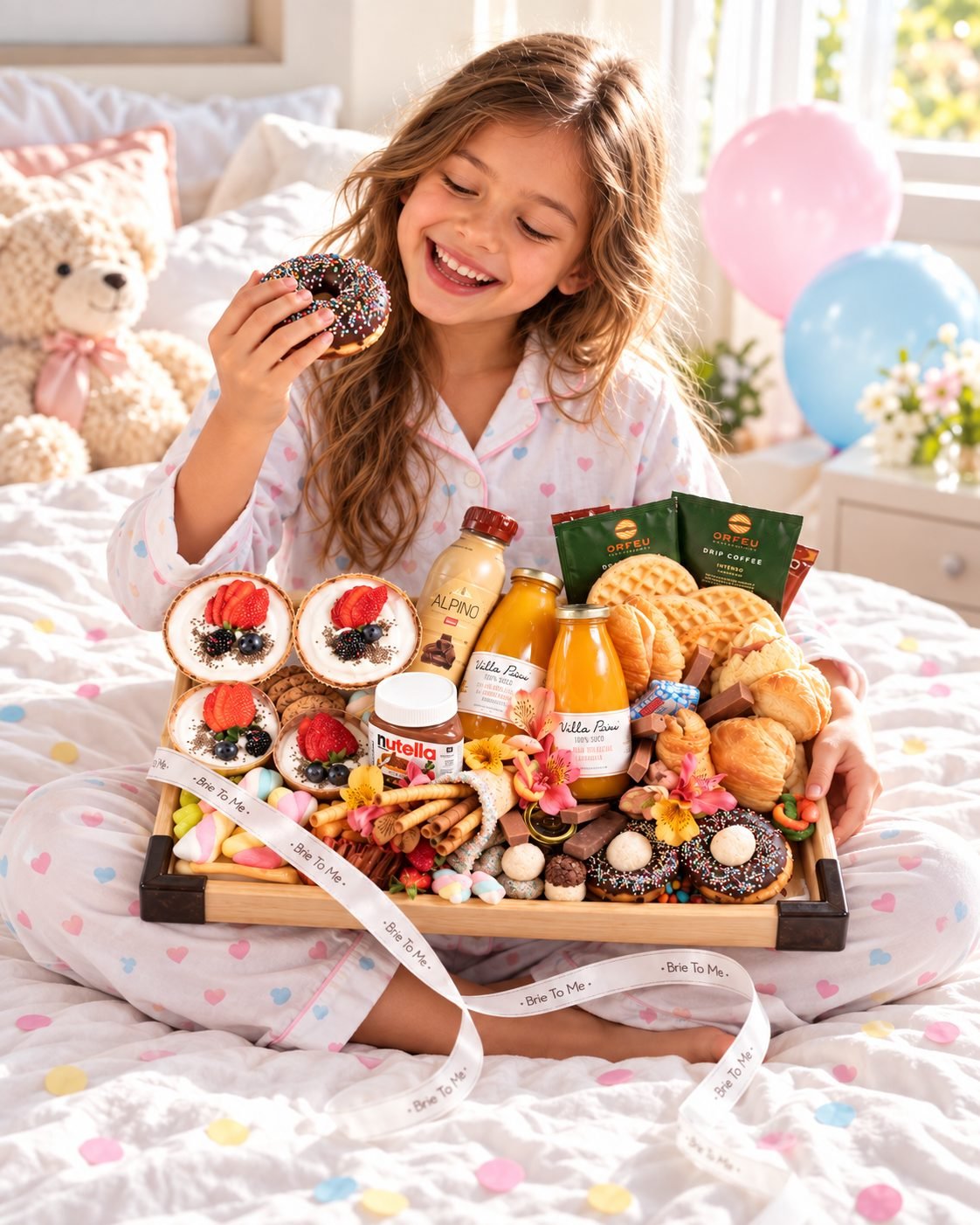 Café Kids Tray da Brie To Me numa manhã de Dia das Crianças